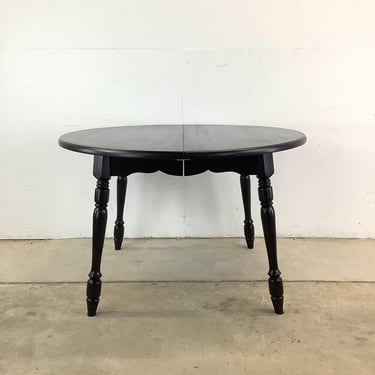 Vintage Circular Black Dining Table w/ Leaves 