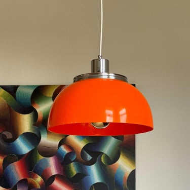 Space Age Orange 'Faro' Pendant Lamp / Harvey Guzzini / Meblo / 1960s / modern / mid century 