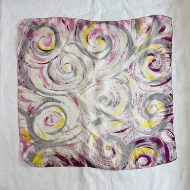 1950s Sally Gee Watercolor Swirl Silk Scarf 