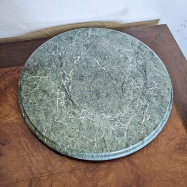 12" Green Marble Round Tray Trivet Pastry Board 