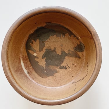 Autumnal Leaf Imprint Pottery Bowl