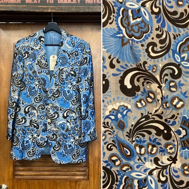 Vintage 1960’s Mod Style Silk Blazer Sport Coat Jacket, 60’s Mod Style Jacket, 60’s Paisley Print Jacket, 60’s Silk Jacket, Vintage Clothing 