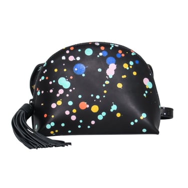 Loeffler Randall – Black Leather w/ Multicolor Paint Splash Mini Crossbody Bag
