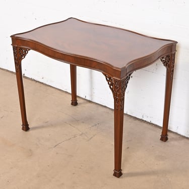 Baker Furniture Stately Homes Collection Carved Mahogany Tea Table, Newly Refinished