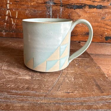 Mug - Light Blue with Beige Geometrics 