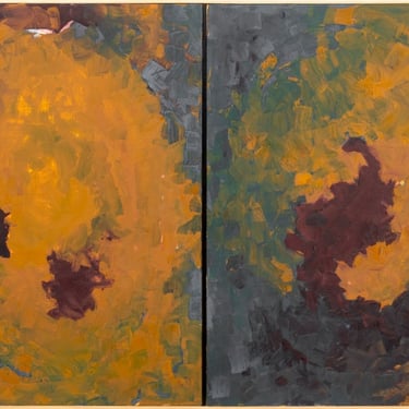 Robert O'Meara Abstract Composition Diptych Oil