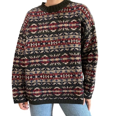 Vintage Mens Abercrombie The Big Sweater Fair Isle Geometric Wool Jumper Sz XL 