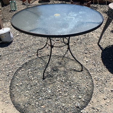 Round glass outdoor patio table, 42” Diameter