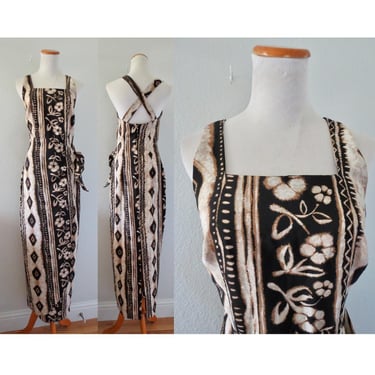 Vintage 90s Midi Dress - Casual Floral Print Sundress - Faux Wrap Criss Cross Back Dress by Rampage - Size Small 