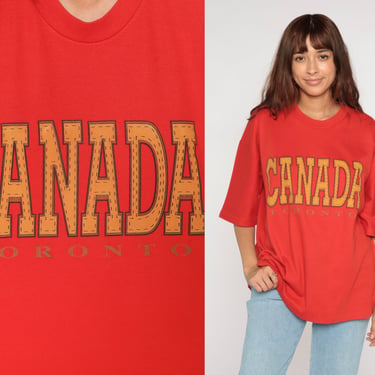 Vintage Toronto Shirt 90s Retro TShirt Vintage Canada Single Stitch T Shirt Graphic Travel Tee Red Spellout Slogan Shirt Extra Large xl 