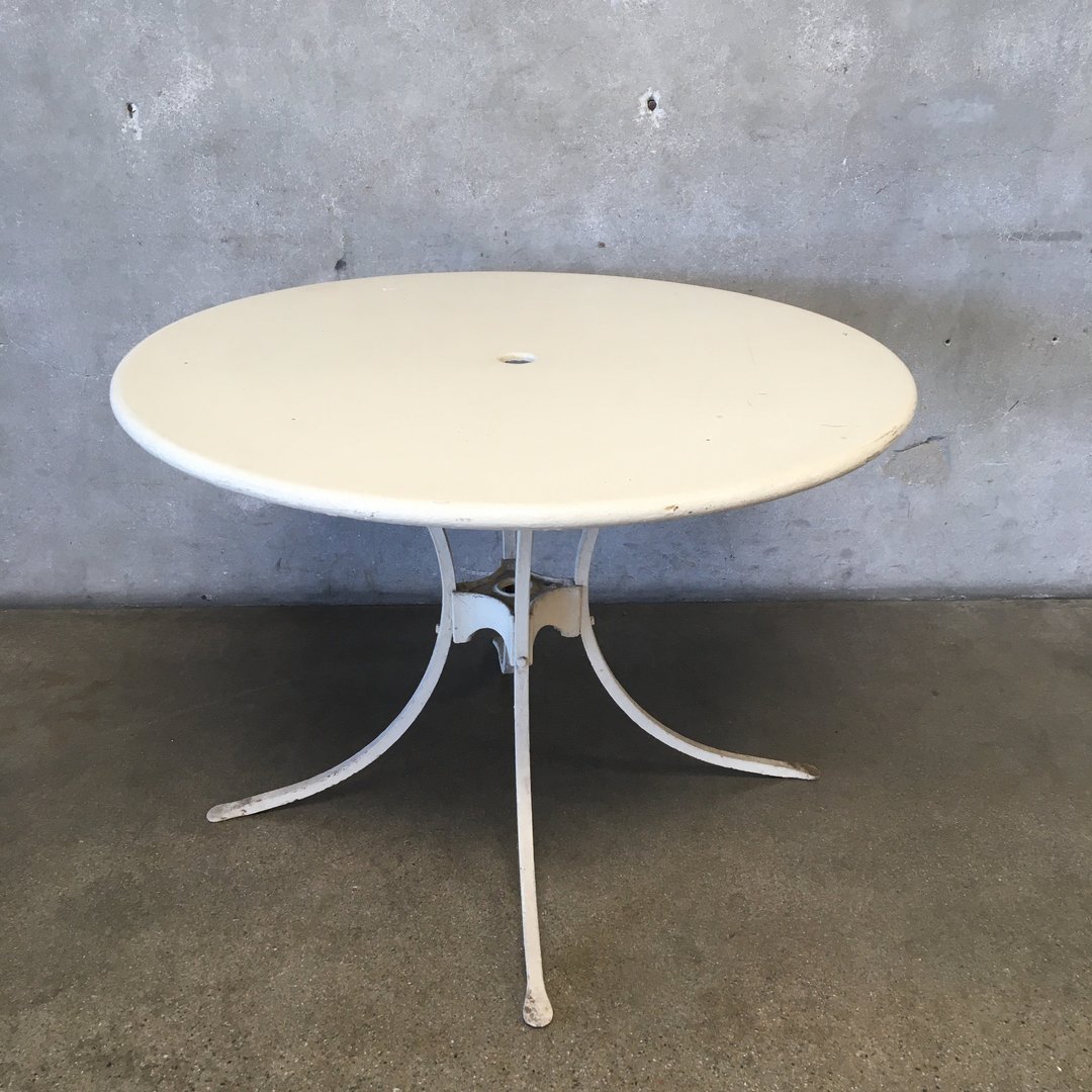 Vintage Metal Patio Table with Umbrella Hole Urban Americana Long