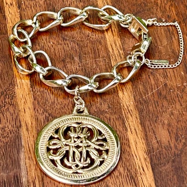 Vintage Monet Chain Bracelet Charm Lanyard Retro Fashion Jewelry Signed Designer 