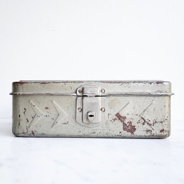 Metal Tool Box Galvanized Tool Box Industrial Tool Box Vintage Tool Box Craft Storage Art Storage Money Box Card Box Metal Box Storage 