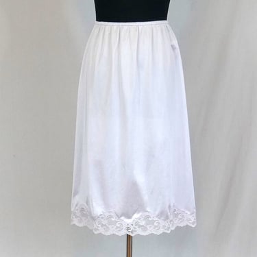 80s Light Gray Half Slip - Nylon Lace Trim - La Tendresse Skirt Slip - Vintage 1980s - Medium M 