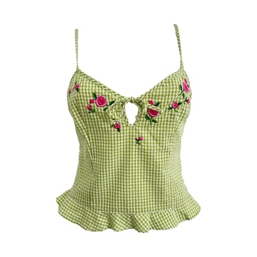 Moschino Green Gingham Floral Tank