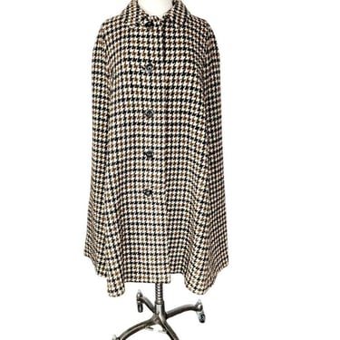 Vintage 60s Burberrys Cloak Cape Houndstooth Wool 