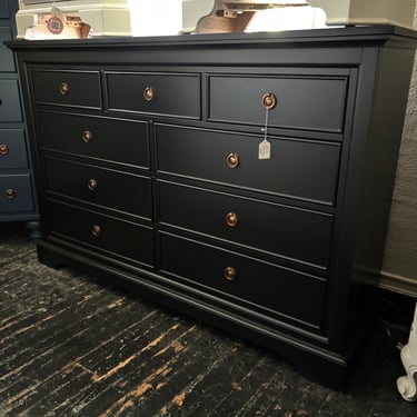 Sleek Black 9 Drawer Dresser