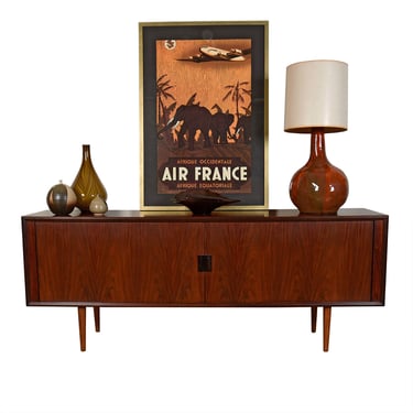 Tambour Door Sideboard | Room Divider in Danish Modern Rosewood