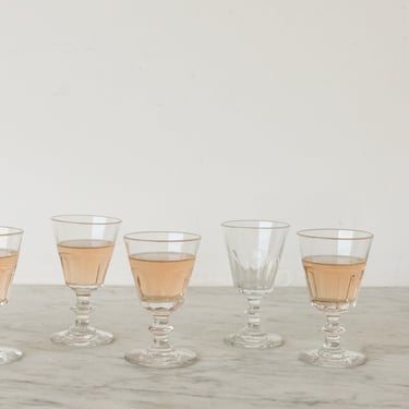 Eclectic Pair of Cut Glass Wine Glasses