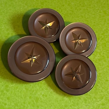 Buttons lot 4 Atomic Star plastic w shank 