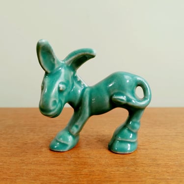 Vintage Homer Laughlin Harlequin Figurine | Donkey | Spruce Green | Woolworths 1939 
