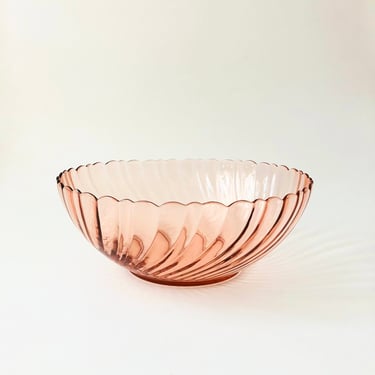 Pink Swirl Salad Bowl by Arcoroc France 