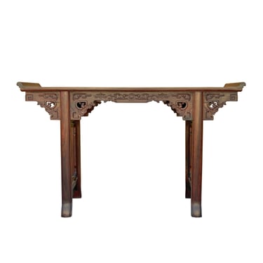 Chinese Ming Style Rosewood Dragon Relief Motif Altar Console Table cs7326E 