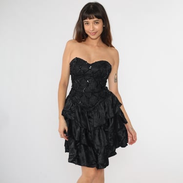 Vintage 80s CORSET Red Rose Floral Black Velvet | Pinup Dresses - San  Diego, CA | ATTIC