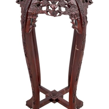 Chinese Hardwood and Marble Pedestal Table