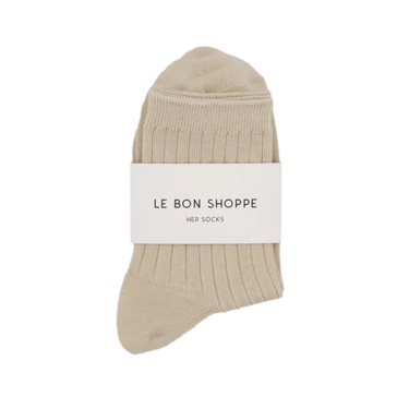 Le Bon Shoppe Her Socks - Mercerized Combed Cotton Rib - Porcelain