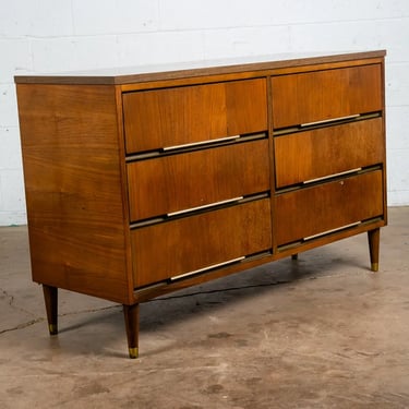 Mid Century Modern Dresser Credenza Cabinet Walnut 6 drawer Vintage Storage Mcm