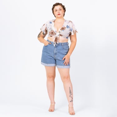 Vintage 90s High Waisted Light Wash Jean Shorts - Extra Large, 35