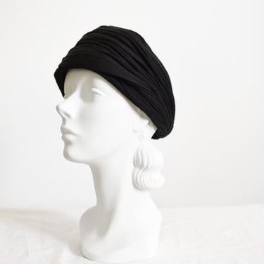 1970s Bonwit Teller Black Jersey Turban 