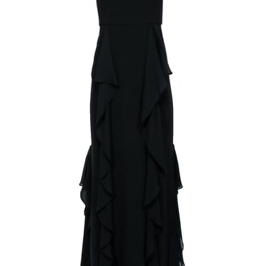 BCBG Max Azria - Black Strapless Maxi Dress w/ Ruffles Sz M