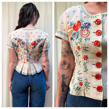 1930s Mexican hand embroidered top 