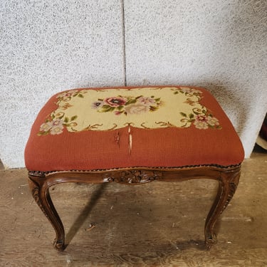 Antique Needlepoint Ottoman 22