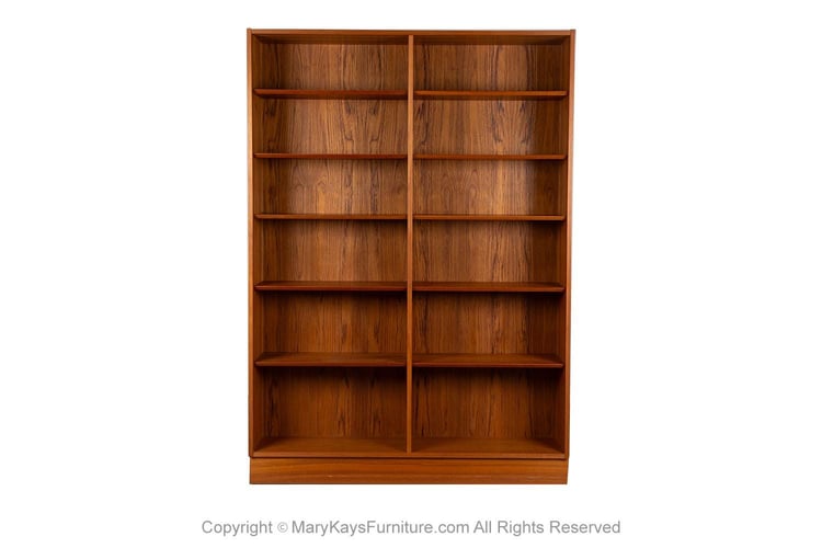 Danish Modern Teak Tall Double Bookcase Poul Hundevad 