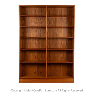 Danish Modern Teak Tall Double Bookcase Poul Hundevad 