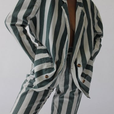 Favorite Vintage Faded Forest Striped Pant Suit