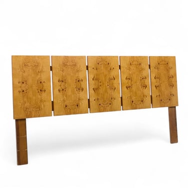 Milo Baughman Style Lane Mid Century Burlwood King Headboard - mcm 