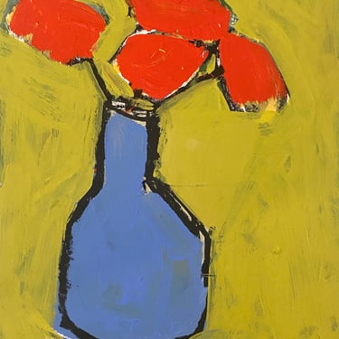 Red Flowers, Blue Vase