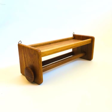 Teak Wall Mounted Paper Towel Holder with Shelf 