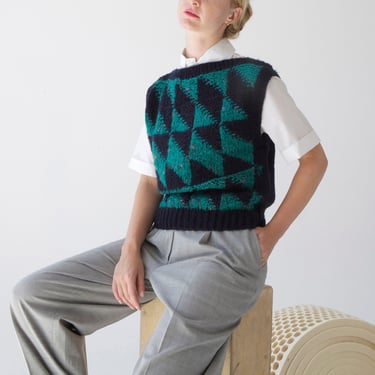 vintage handknit diamonds sweater vest / S 