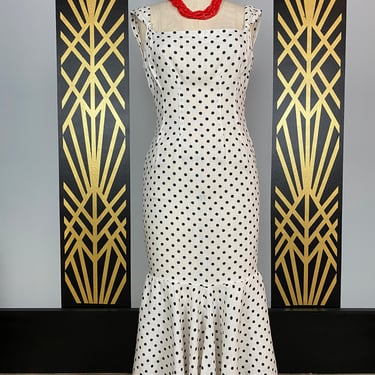 black and white polka dot 50s dress Zapaka Women Black and White Vintage Dress Polka Dots 1950s Swing Dress   ZAPAKA