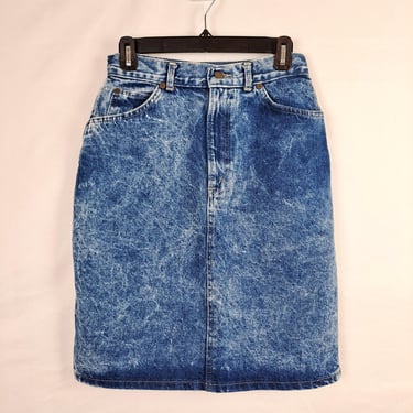 Vintage 80s / 90s Acid Wash Denim Skirt, Size 26 Waist 