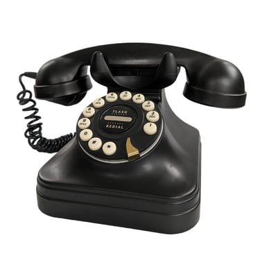 Vintage Art Deco Telephone / 1940s Style Deco Revival Black Grand Phone/ 1980s Push Button Landline Phone 