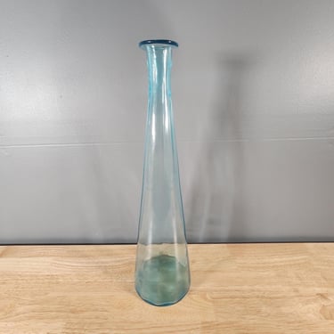 Large Blue Glass Italian Decanter Vase 19.25" Tall 