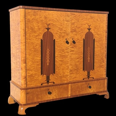 Art Deco Scandinavian Burlwood Cabinet 