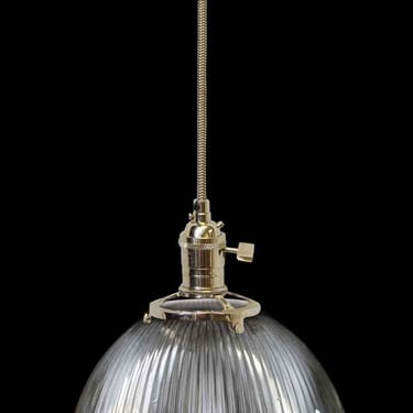 Custom Antique Holophane 6.375 in. Clear Glass Kitchen Pendant Light
