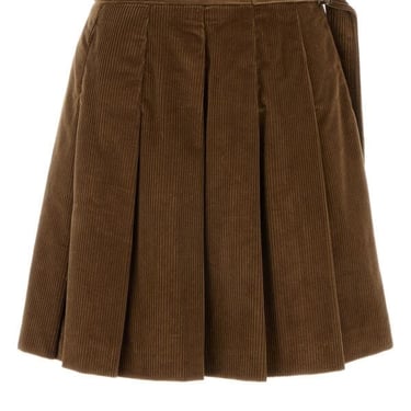 Weekend Max Mara Woman Caramel Corduroy Zucca Mini Skirt